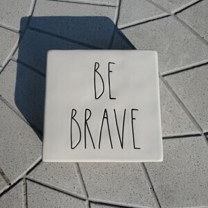 Rae Dunn Artisan Collection BE BRAVE / WORK HARD  Motivational Paperweight